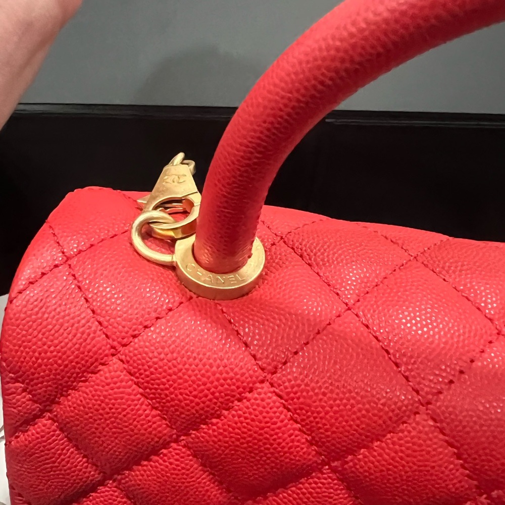 ❤️Coco Chanel Top handle Red Quilted Caviar Bag - Picture 11 of 16